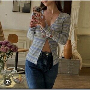 Theory Regatta Multi Stripe Washable 100%Silk Button Top Size S MSRP: $345!